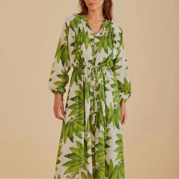 FARM Rio Dresses & Skirts - Off-White Palm Fan Maxi Dress Size: S